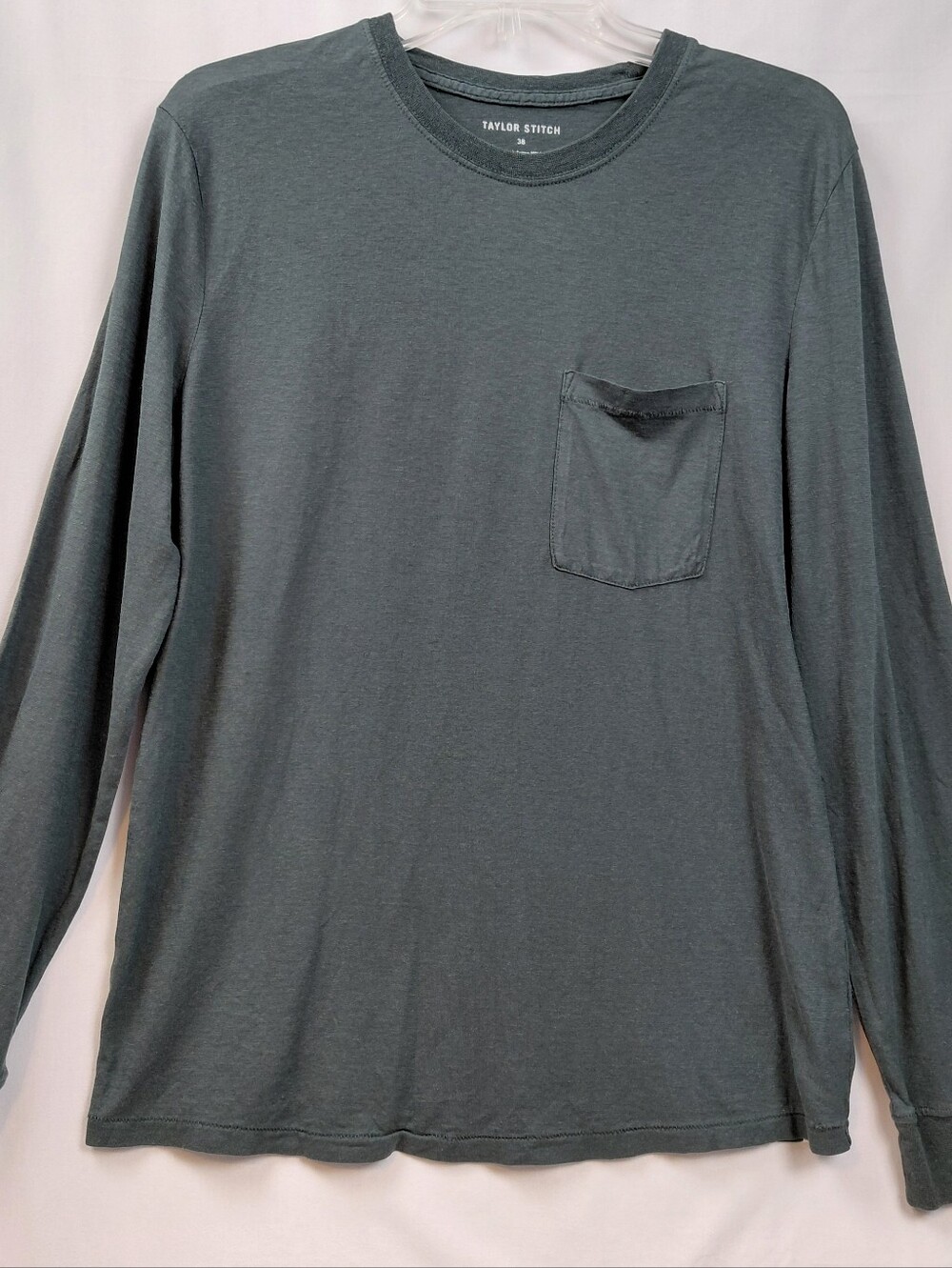 Taylor Stitch Organic Cotton Hemp Long Sleeve Pocket T Shirt Size‎ 38 Dark Green